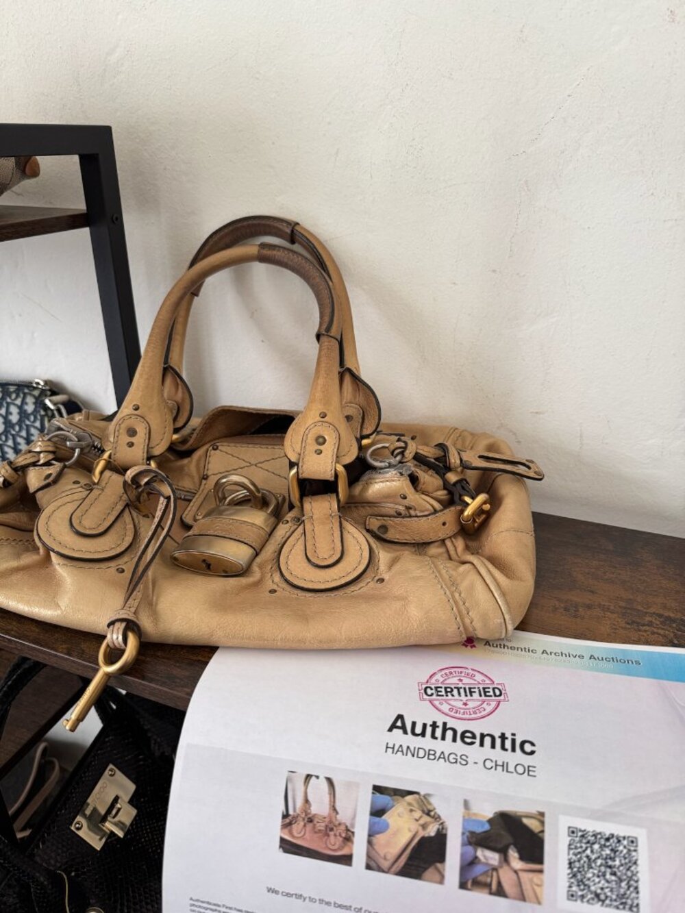 Chloé Vintage Y2K Paddington Medium Tan Leather Satchel Bag Lock Key